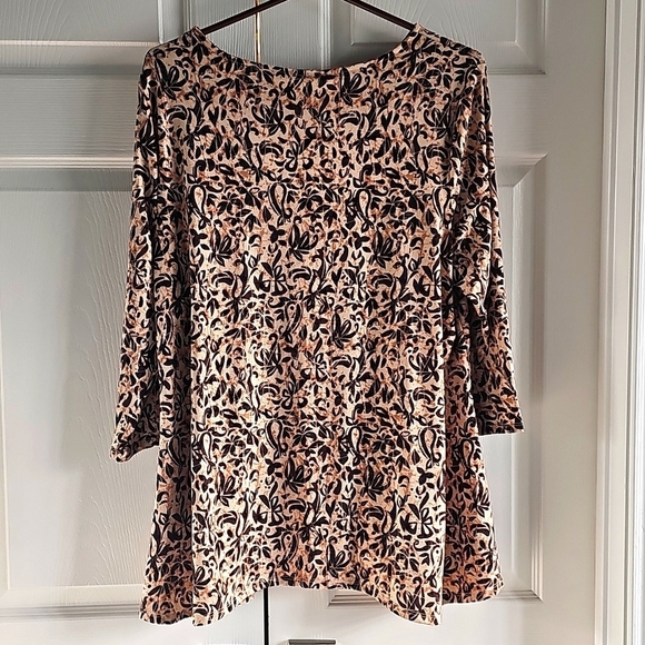 NWT JM Collection Petite 3/4  Sleeve Curved Hem Knit Tunic XL Tan/Black - Picture 11 of 12